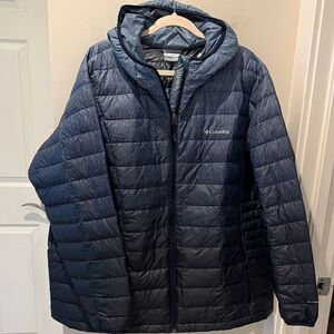 Columbia Blue Puffer Hooded TurboDown OmniHeat Jacket size 3X